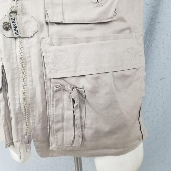 Humvee Vest Mens XS Khaki Safari Fishing Photo Travel Multi Pocket Utility - Picture 8 of 16